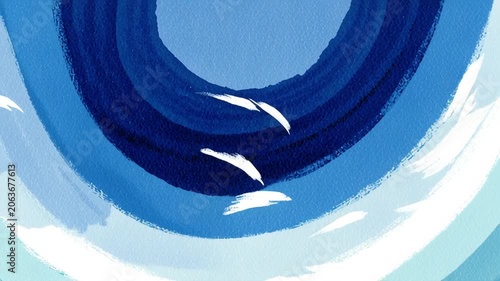 Japanese woodblock print style flowing water ripple pattern abstract motion background