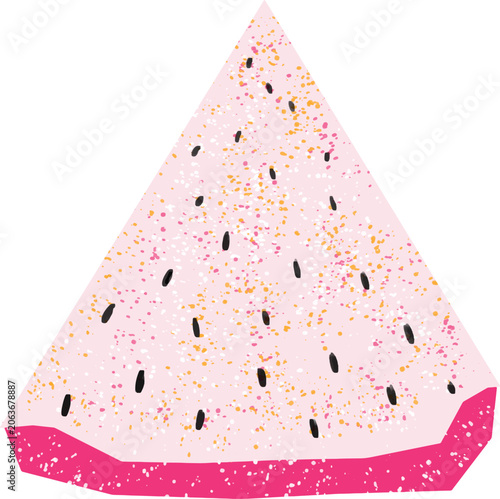 Textured Dragon Fruit Triangle Slice with Pink Flesh Black Seeds and Magenta Skin Fresh Cut Exotic Tropical Pitaya Cross Section Illustration