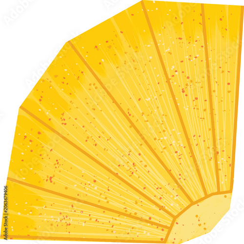 Textured Pineapple Wedge Slice with Golden Yellow Flesh Natural Fiber and Tropical Core Fresh Cut Exotic Cross Section Illustration