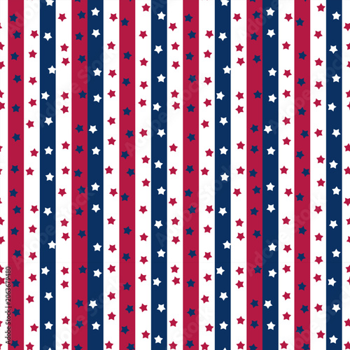 4th of July Patriotic Stars and Stripes Seamless Pattern