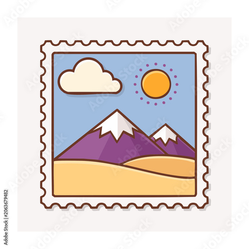 Flat design house with sun and clouds