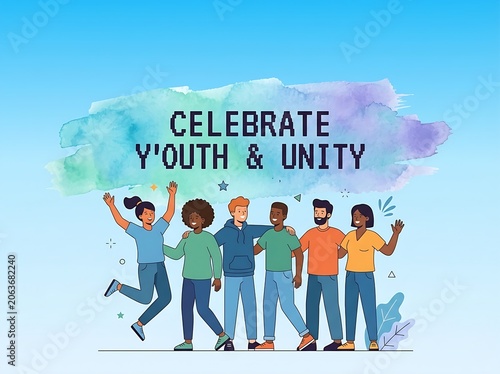 Celebrate youth and unity illustration for international youth day banner