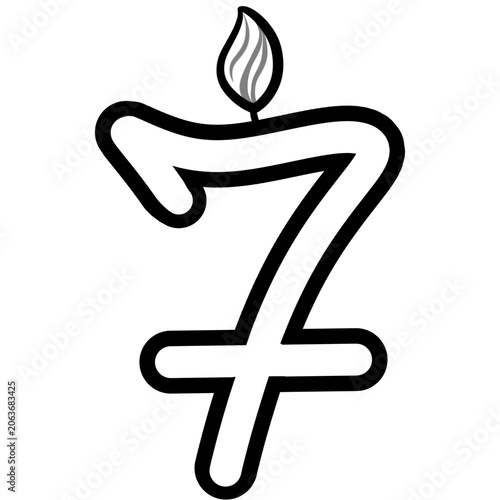 Out line Birthday candle numbers featuring zero to nine  doodle style cute ,Decoration for card and coloring book.