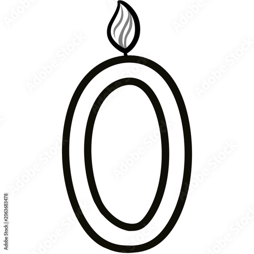 Out line Birthday candle numbers featuring zero to nine  doodle style cute ,Decoration for card and coloring book.