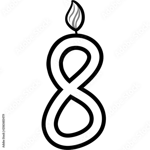 Out line Birthday candle numbers featuring zero to nine  doodle style cute ,Decoration for card and coloring book.