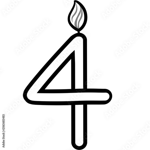 Out line Birthday candle numbers featuring zero to nine  doodle style cute ,Decoration for card and coloring book.