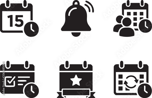 Business Conference and Celebration Event Solid Icon Sets, Professional Corporate Event and Party Celebration Vector Glyph Icon Bundle