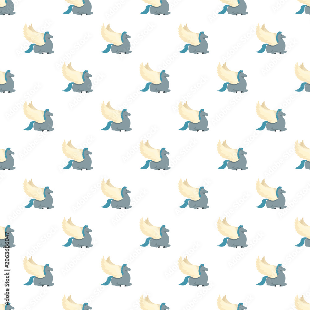 Naklejka premium Pegasus creatures forming a repeating pattern on a white background