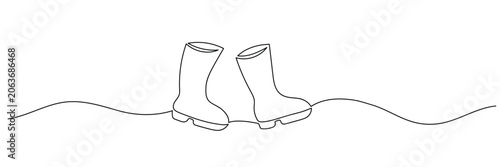 Minimalist Rain Boots Border Continuous Line Illustration