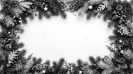 Winter holiday Christmas tree frame border.