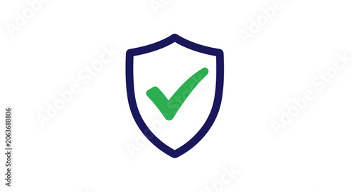 Shield with green check mark.