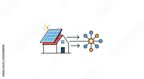 Solar panel on house with energy.