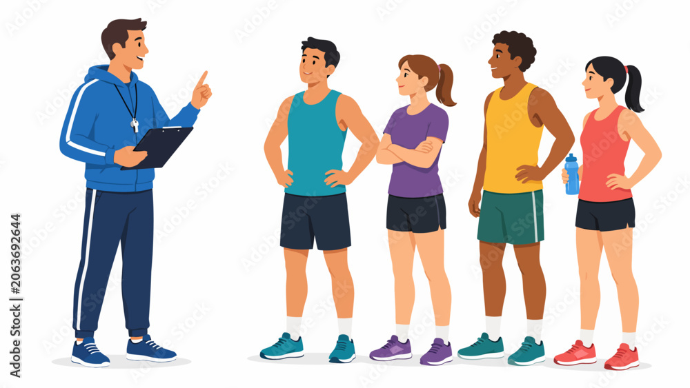 Obraz premium Professional Fitness Instructor Training a Group of Active Diverse Athletes