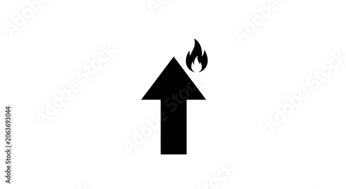 Obraz na plátne Black arrow with fire icon symbol.