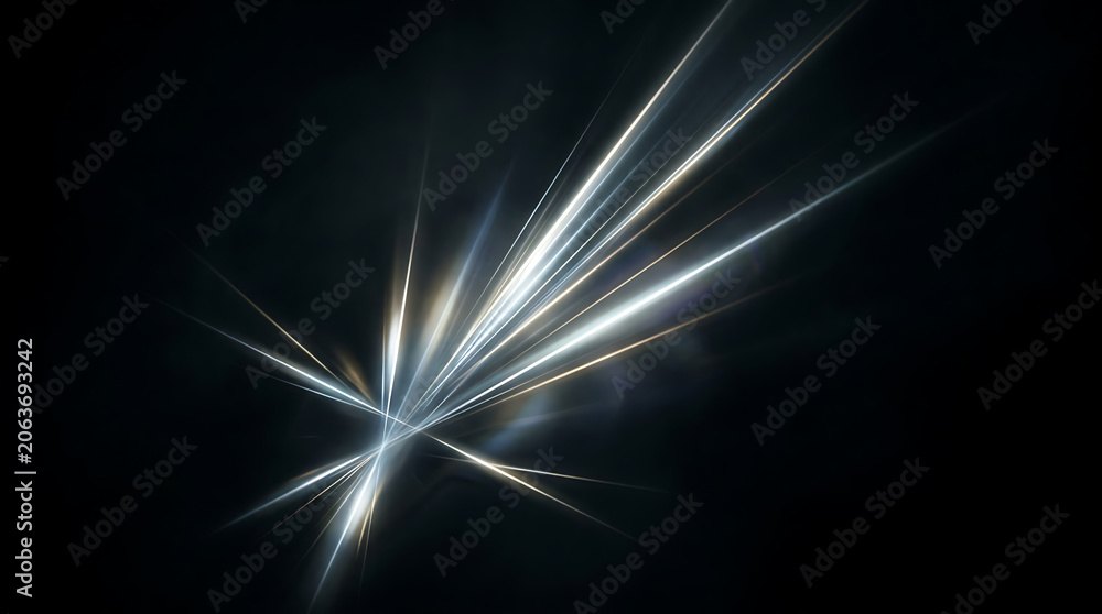 Obraz premium Radiant Light Burst With Sharp Beams On Black