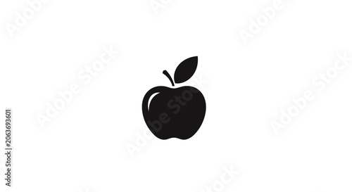 Black Apple Fruit Icon Symbol.