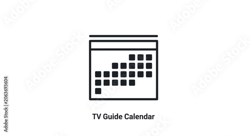Black and white TV guide calendar.