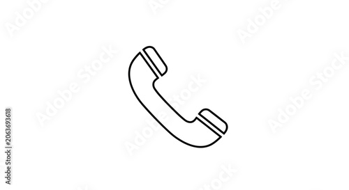 Black and white telephone handset icon.