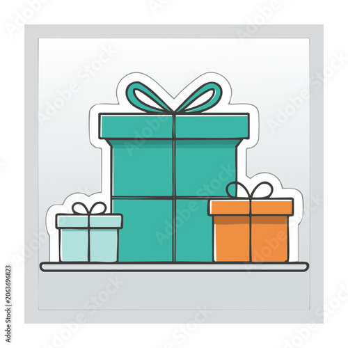 Flat design illustration of stacked gift boxes with ribbons