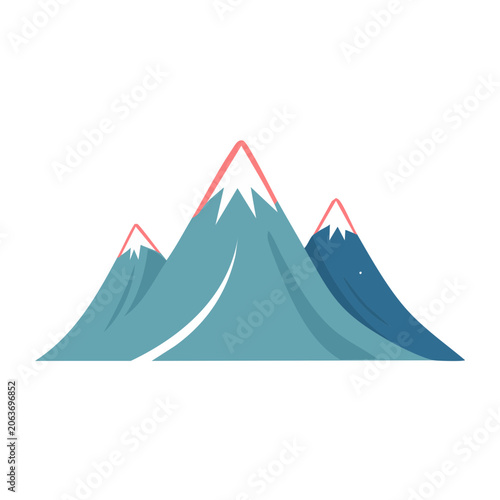 Flat design mountain peak with snow