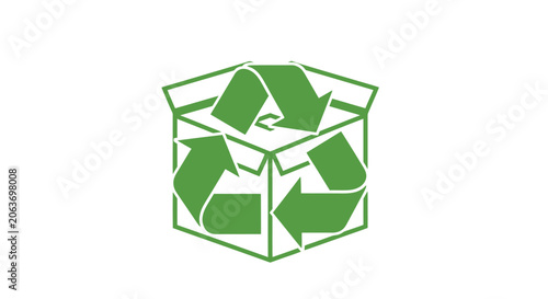 Obraz na plátně Green recycling symbol on white.