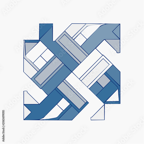Abstract Geometric Pattern in Blue and White