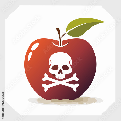 Apple with Skull and Crossbones Symbol