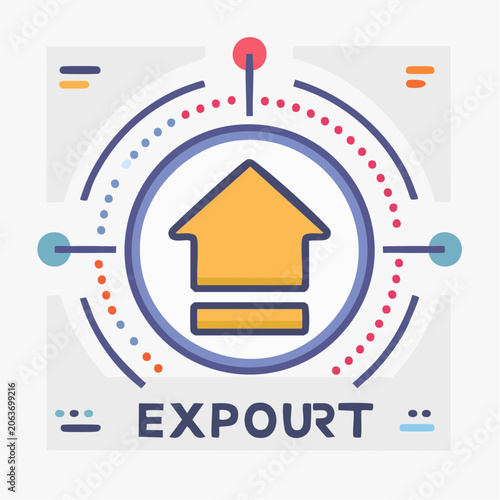 Export Icon with Upward Arrow and Data Visualization Elements