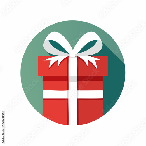 Flat Design Gift Box Icon with Ribbon and Bow