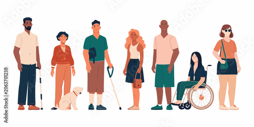 Bild auf Leinwand Diverse group of people illustration vector style with varied abilities