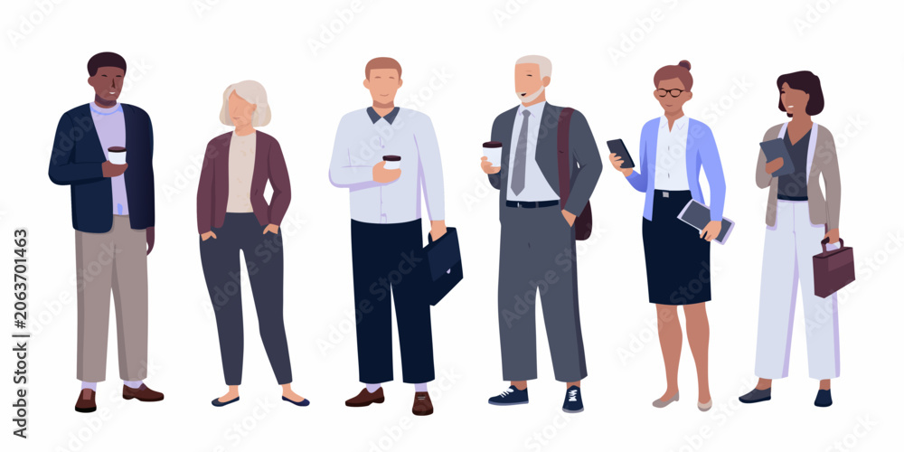 Obraz premium Diverse business people illustration flat vector style on a white background