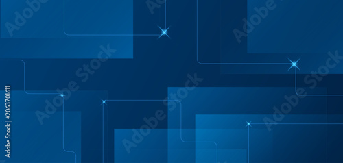 фотографія Abstract blue background with glowing connections and geometric shapes for techn