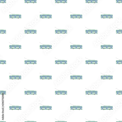 Foto Urban electric trolleybuses forming a seamless repeating pattern on white