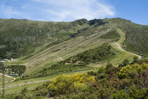 View of the Spanish ski resort of La Pinilla in spring