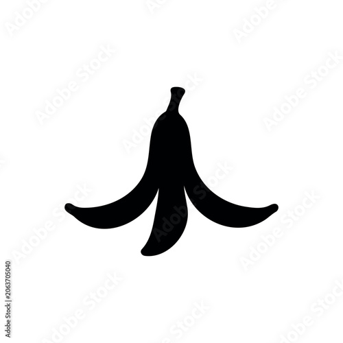 Banana peel silhouette icon vector illustration on white background.