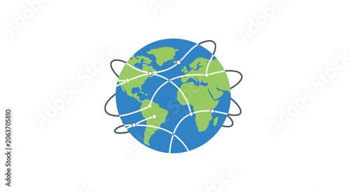 Obraz na plátně Earth Globe with White Lines.
