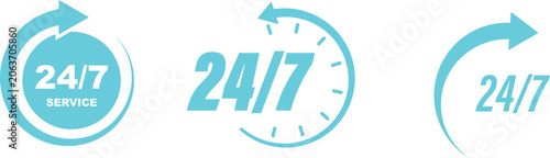 24 7 Service Icon set Vector Customer Support Symbol Call Center Assistance Help Hotline Contact Communication Business Minimal Design Set Collection Group.