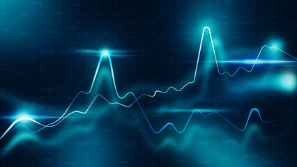 Stock exchange trading chart shows data trends in financial markets