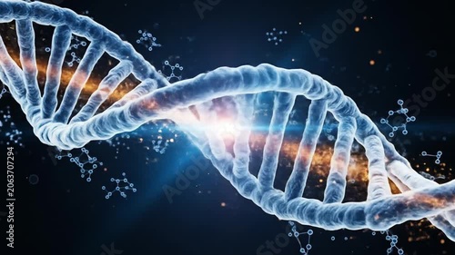 DNA Double Helix Structure with Glowing Light Particles  Genetic Code  Future Science.