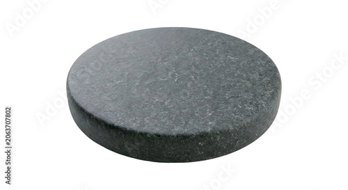 Single round circular dark gray andesite stepping stone isolated on transparent background png 