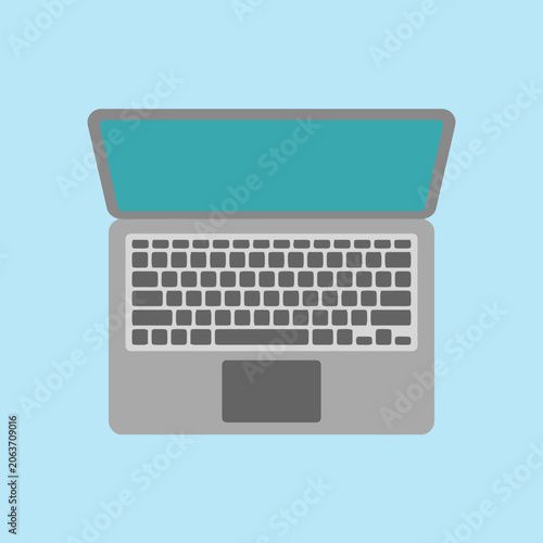 A flat illustration of a modern portable computer device shown above