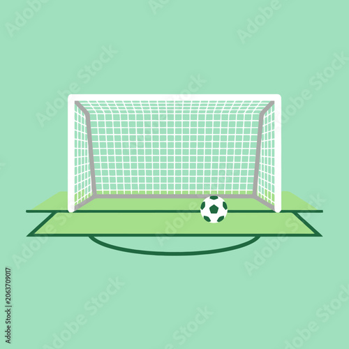 Minimalist vector illustration of a soccer goal and ball