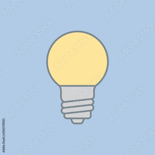 A minimalist vector illustration of a glowing light bulb