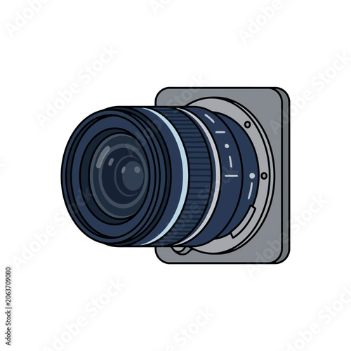 Professional digital camera lens icon on a plain white background