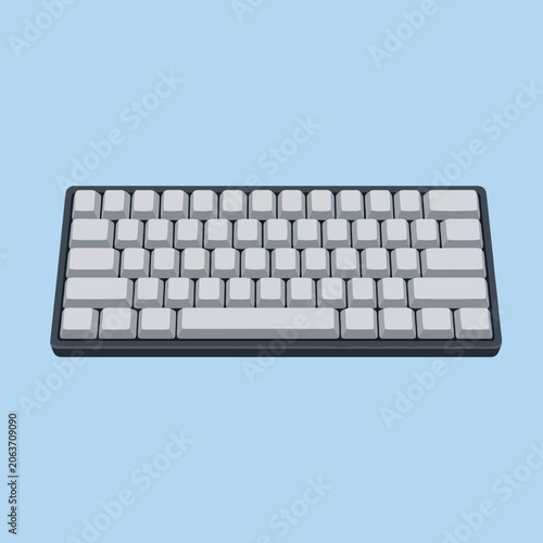 A pixel art illustration of a grey mechanical keyboard