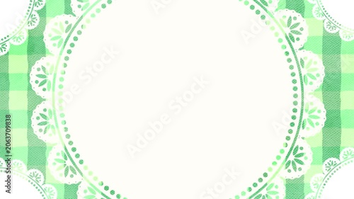 Mint Green Gingham Lace Frame Background Loop Animation