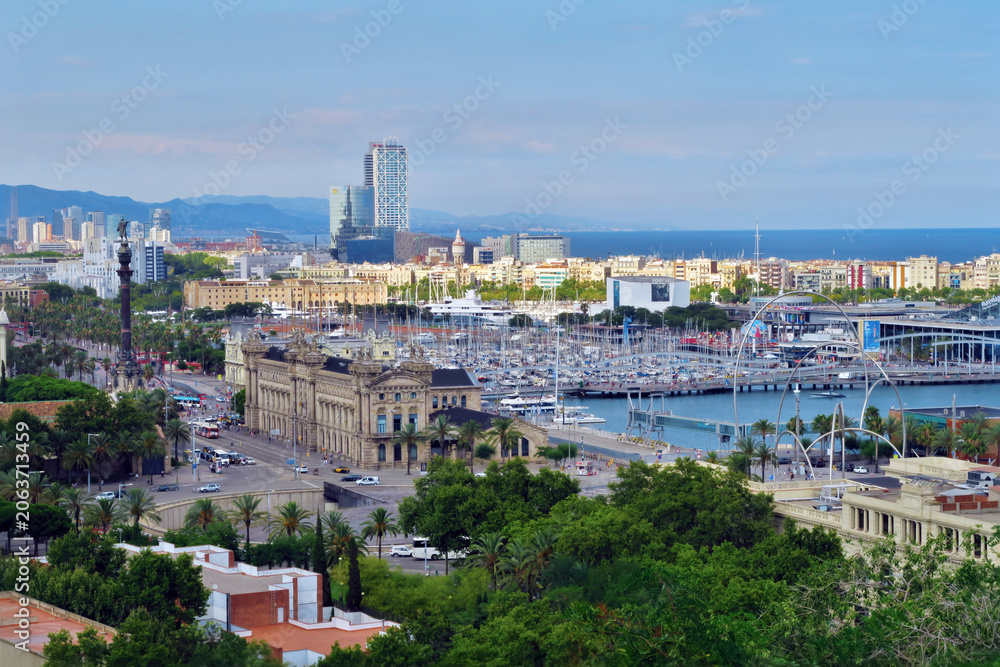 Fototapeta premium World Trade Center Barcelona, Spain. WTCB is a business park located in Barcelona, opened on 22 July 1999. This business center is located on the waterfront close to the city center