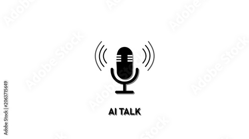 Minimalist ai talk animation with pulsing microphone symbol for technology and podcast branding artificial intelligence
