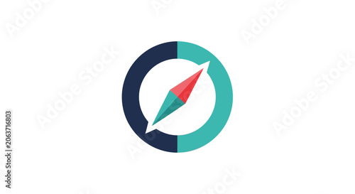Colorful compass navigation symbol icon.