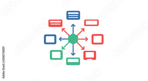 Colorful communication chat boxes network.